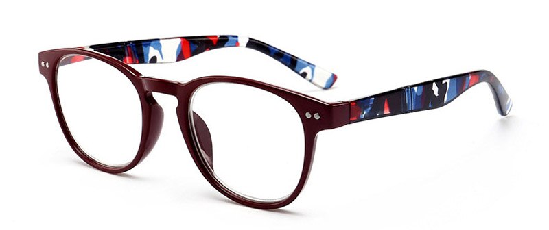 Unisex Reading Glasses Round PC Frame Eyewear Men Purple Blue Far Sight diopter +1.0~4.0: +350 / Red