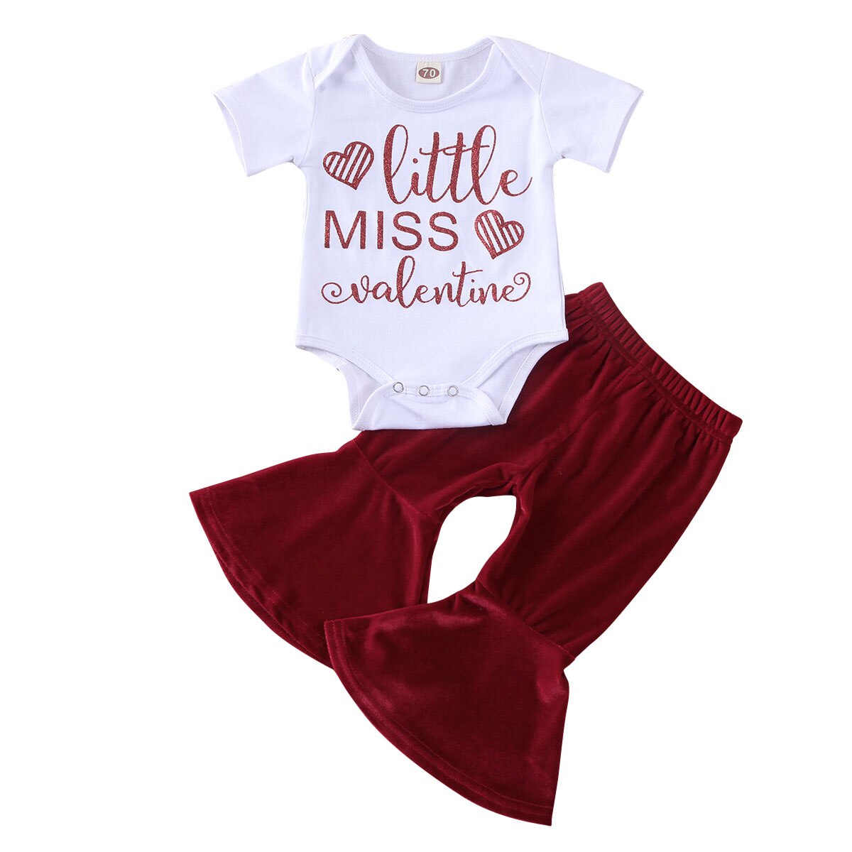 ropa de verano de bebé niño chico bebé chica de San Valentín ropa de manga corta mameluco de vaqueros pantalones de terciopelo pantalones de/falda 2 uds trajes: A / 6 meses