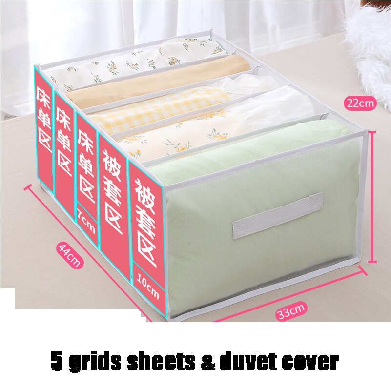 Large Closet Organizer Storage Box Sweater Jeans Underwear T-shirt Organizers Storage Dividers Drawer Wardrobe Organizer: 5 grids sheets-White