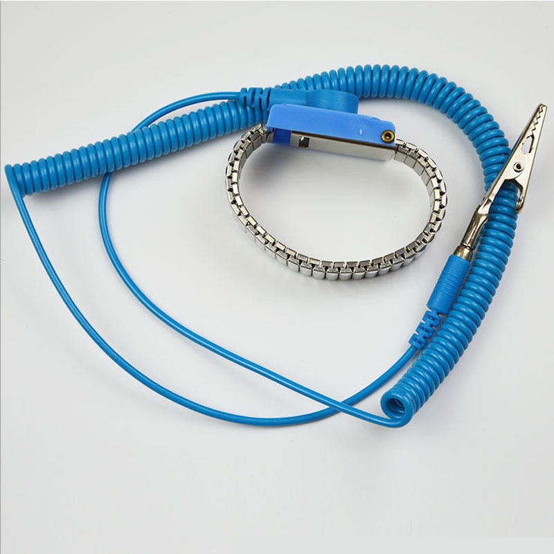 PU Anti statische Handgelenk Band Esd handschlaufe Schwarz/Blau Metall entladung Kabel draht Clip für Elektriker IC PLCC sicherheitsarbeit handschuhe