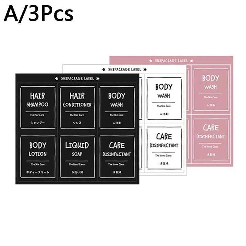 Soap Bottle Label Sticker Set Bathroom Shampoo Lotion Dispenser Labels Waterproof Self-adhesive Identification Sticker: A
