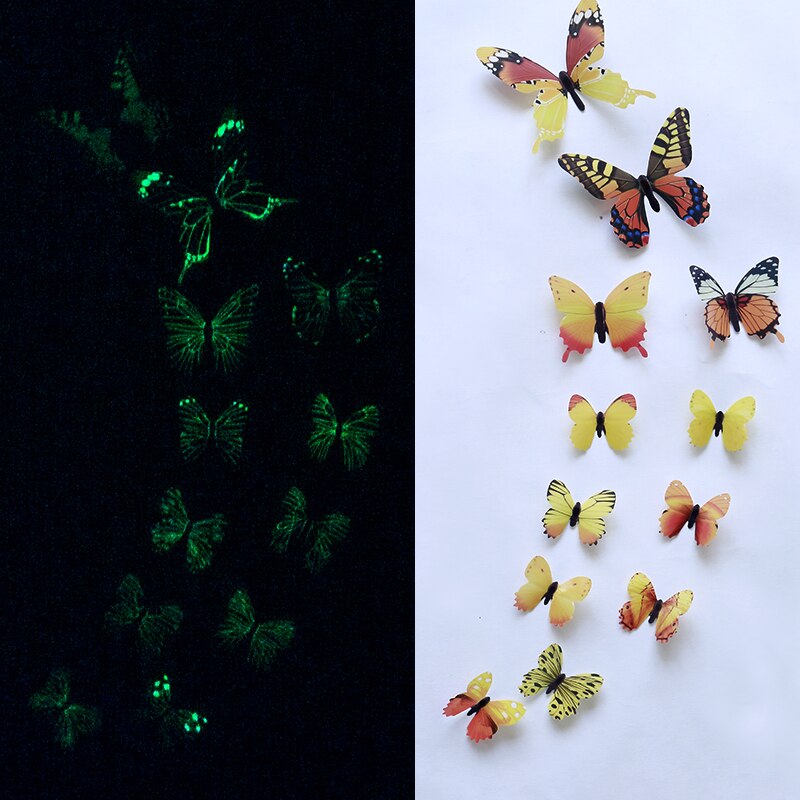 12Pcs/set kids Luminous Wall Sticker Living Room Butterfly for Children Party Decoration Home 3D Stickers Glow In The Dark Toy