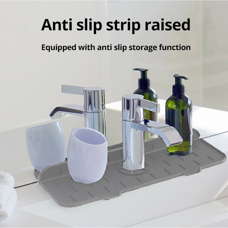 1PC Grey/Orange/Black 37X14CM Kitchen Faucet Absorbent Mat Sink Splash Guard Silicone Drainage Drying Pad Countertop Protection
