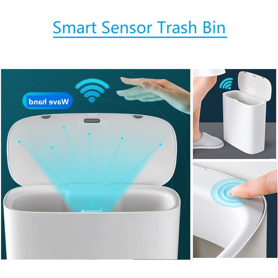 Smart Sensor Trash Can Electronic Automatic Household Bathroom Toilet Waterproof Narrow Seam Sensor Bin