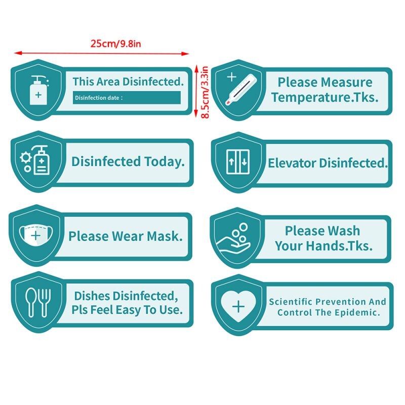 Tile Stickers Acrylic Safety Signage Prevention Welcome Sign Shop Warning Sign Shop Disinfected Sign Restaurant School Office