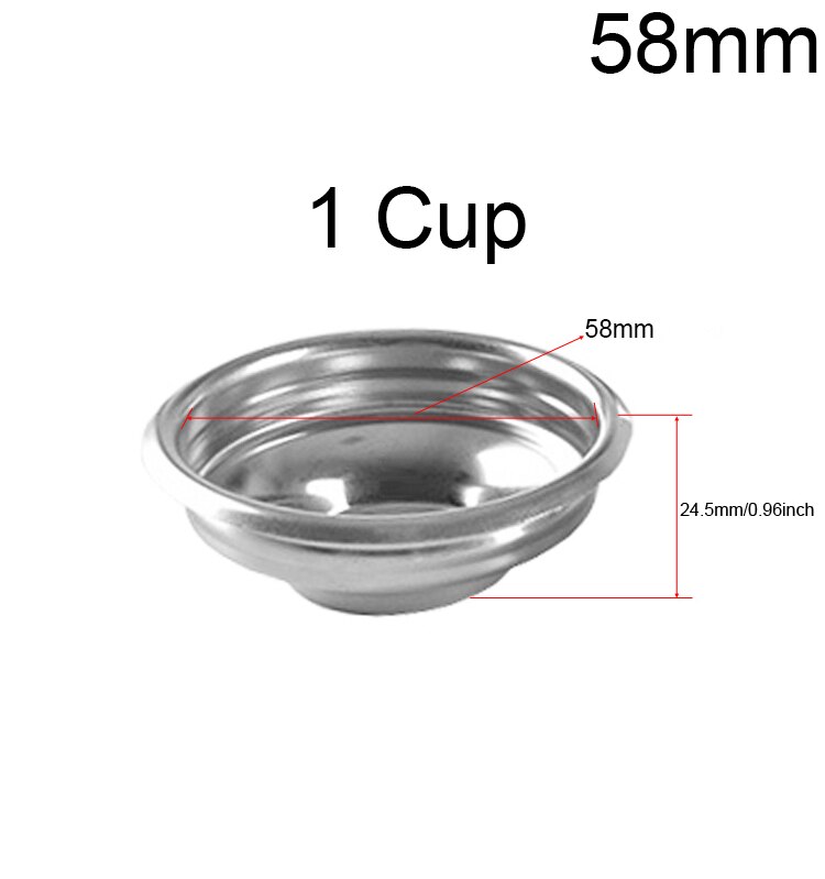 1/2/Schoon Cup Filterhouder 304 Roestvrij Staal Drukloze Koffie Filter 51Mm/58Mm Mand: 58mm 1 Cup