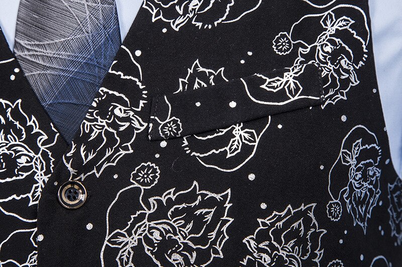 Glimmende gouden kerstman folie print kerstvest heren merk slim fit mouwloos smoking vest heren trouwpak vesten