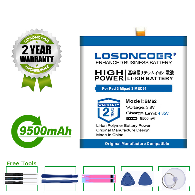 Losoncoer akku 9500 mah  bm62 akkus für xiaomi pad 3 mipad 3 mec 91 akkus