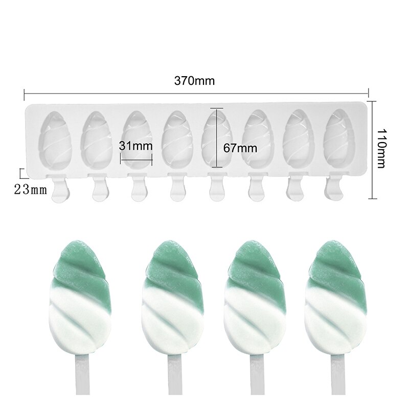 4 Cell Silicone Ice Cream Mould Diy Mold Ice Cube Tray Barrel Dessert Ice Cream Mold With Popsicle Sticks and Bags: New-6
