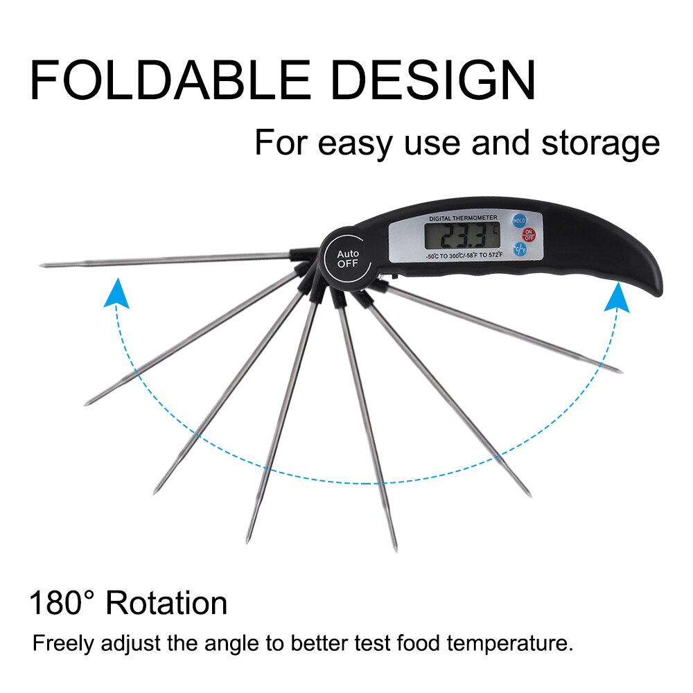 Termómetro Digital para alimentos, sonda para carne y alimentos, aguja de lectura instantánea, termómetros para carne, LCD, cocina plegable, herramientas para barbacoa, Hogar Inteligente