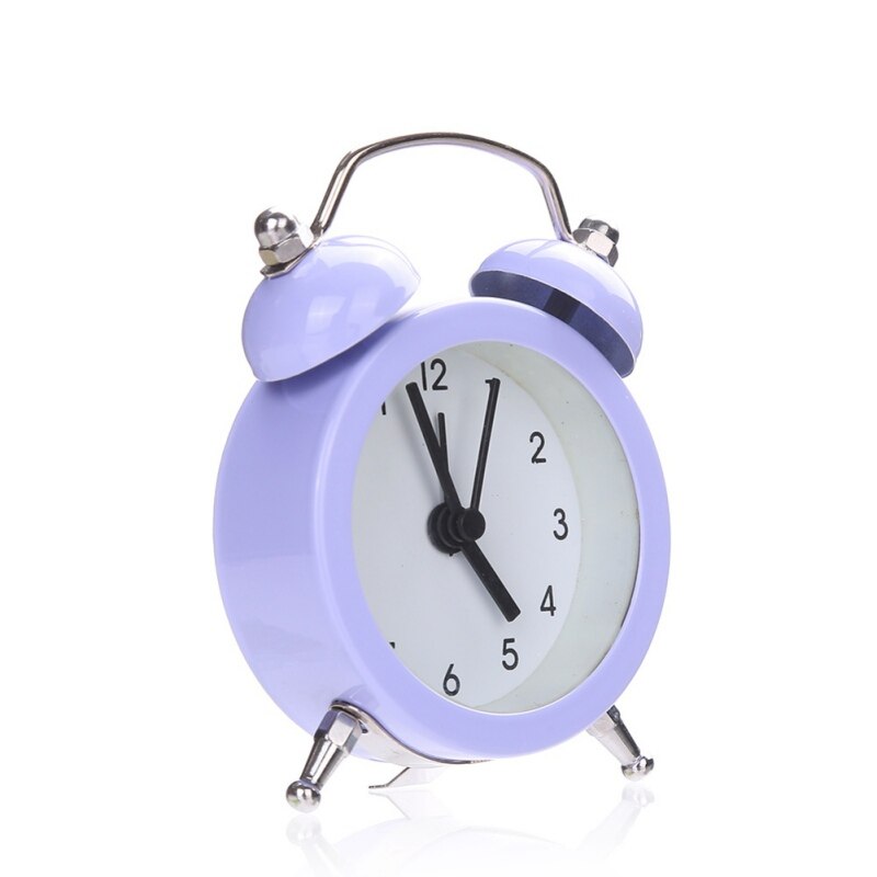 Small Bed Alarm Clock Twin Bell Silent Alloy Stainless Metal Alarm Clock Digitale Klok Cute Mini Metal Alarm Clock