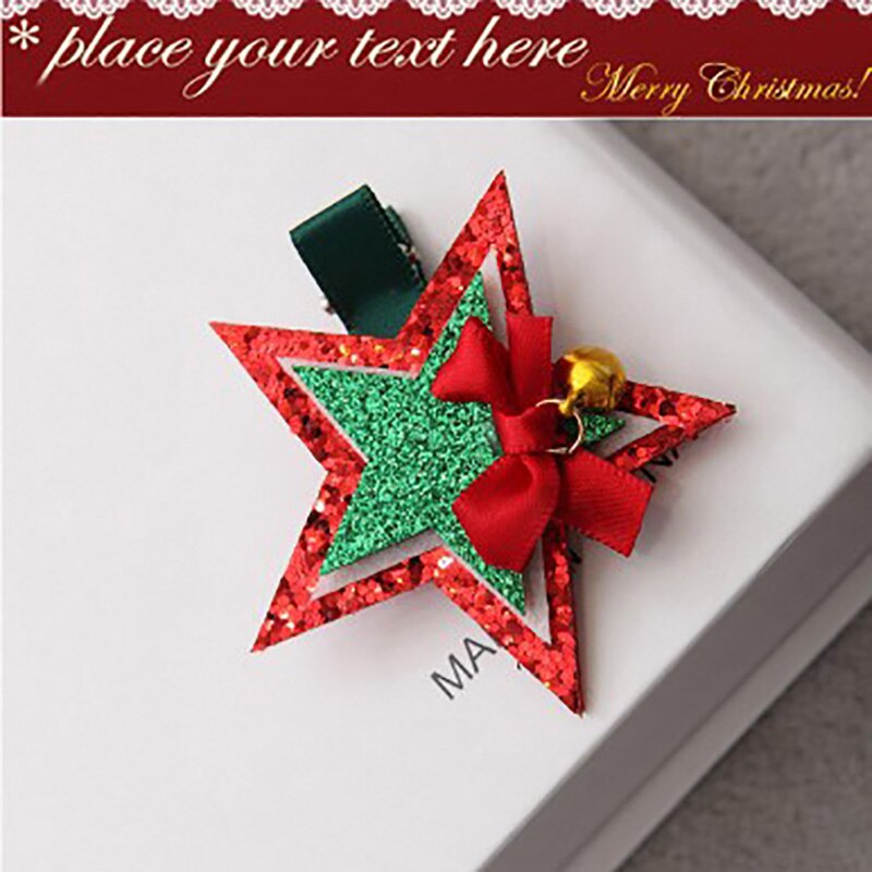 Baby Meisje Haar Clips Elanden Tree Star Kids Haarspelden Headwrap Baby Meisje Haar Accessoires Baby Haar Clips Kerstcadeaus: green stars
