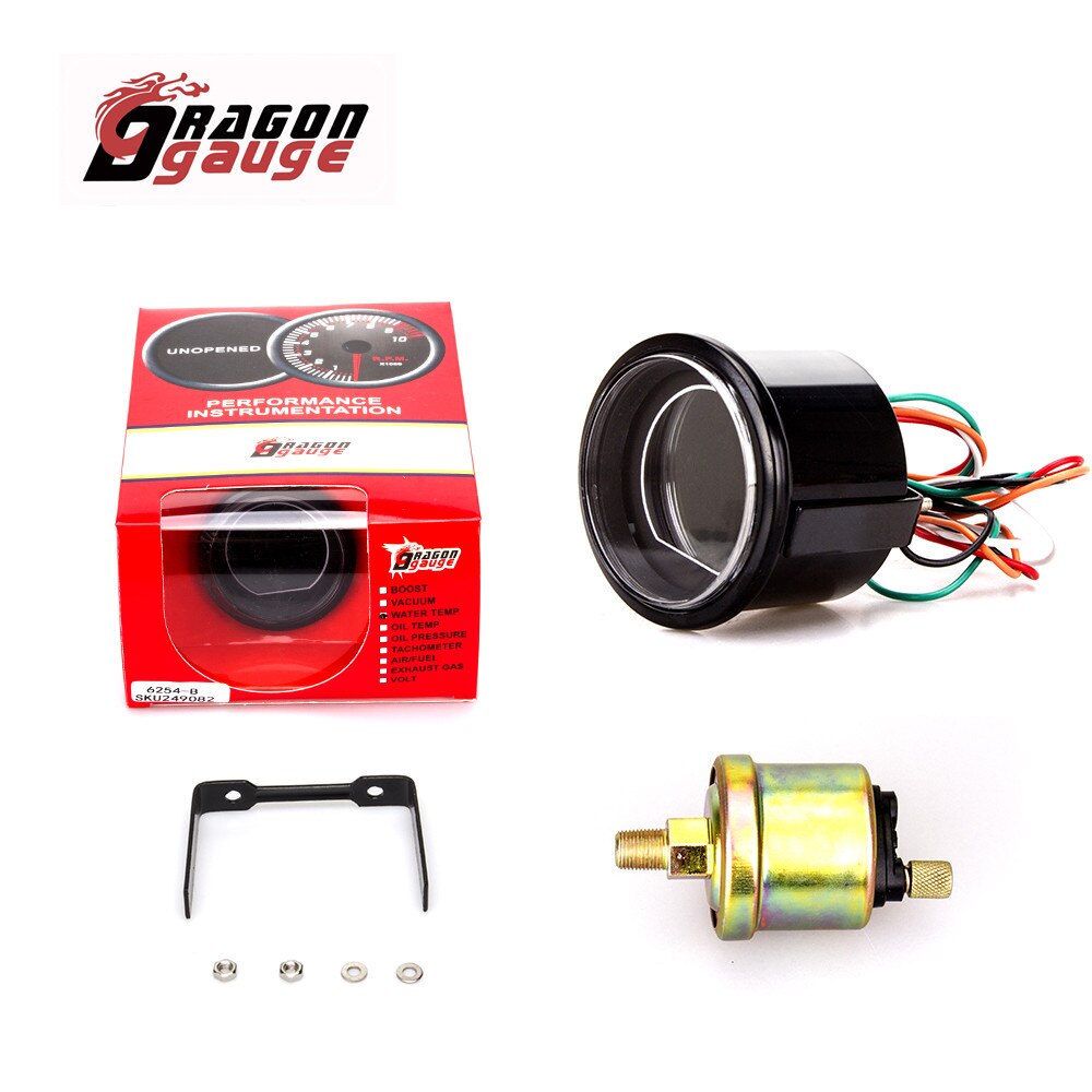 DRAGON GAUGE 52mm Tachometer Voltage Water Temp Oil Temp Oil Press Boost Vacuum Air Fuel Ratio Exhaust Temp LED Digital Display