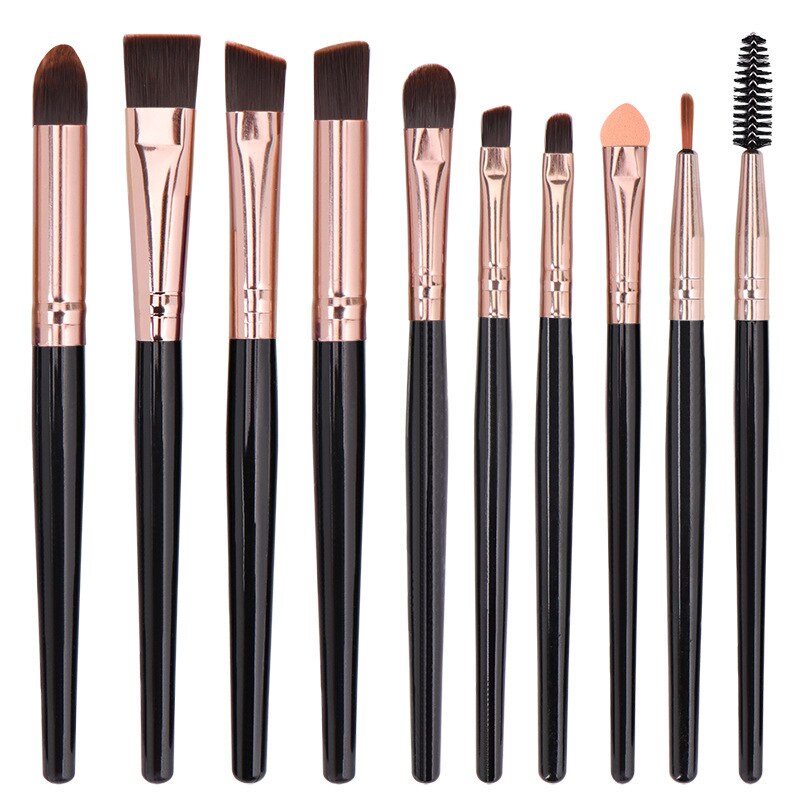 10 pièces maquillage des yeux fard à paupières cils pinceaux ensemble multifonctionnel correcteur réparation capacité fondation beauté brosse outils: black rose gold