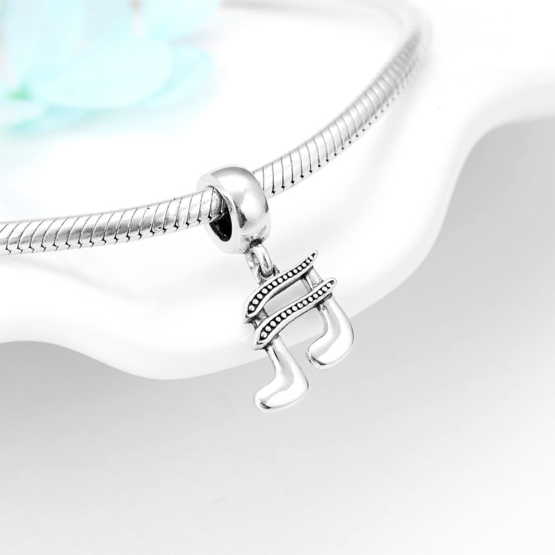 Authentic 925 Sterling Silver Beautiful Rhythm Note Pendants Diy Fit Original Kataoka Necklace Accessories Women Jewelry