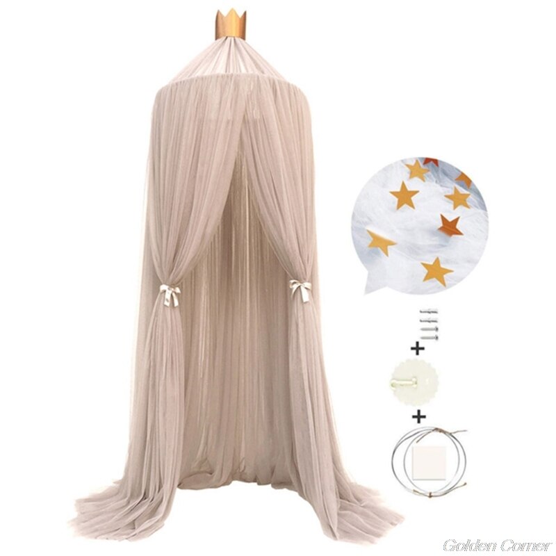 Mosquito Net with Stars Hanging Tent Baby Bed Crib Canopy Tulle Curtains for Bedroom Play House Tent for Kids Room M18 21: -KH