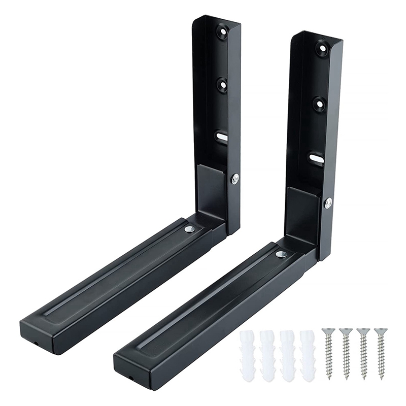 Universal Wall Mount Microwave Brackets,Foldable Kitchen Stretch Oven Stand Shelf Rack Load 220 Lb (Set of 2)