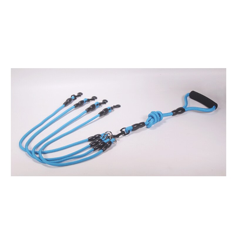 2/3/4 manier Koppelingen Pet Walking Leash Gevlochten Nylon Elastische Hond Kraag Riem Touw Dubbele Hoofd verstelbare Training Lead Harness: Blue 4 Way / L