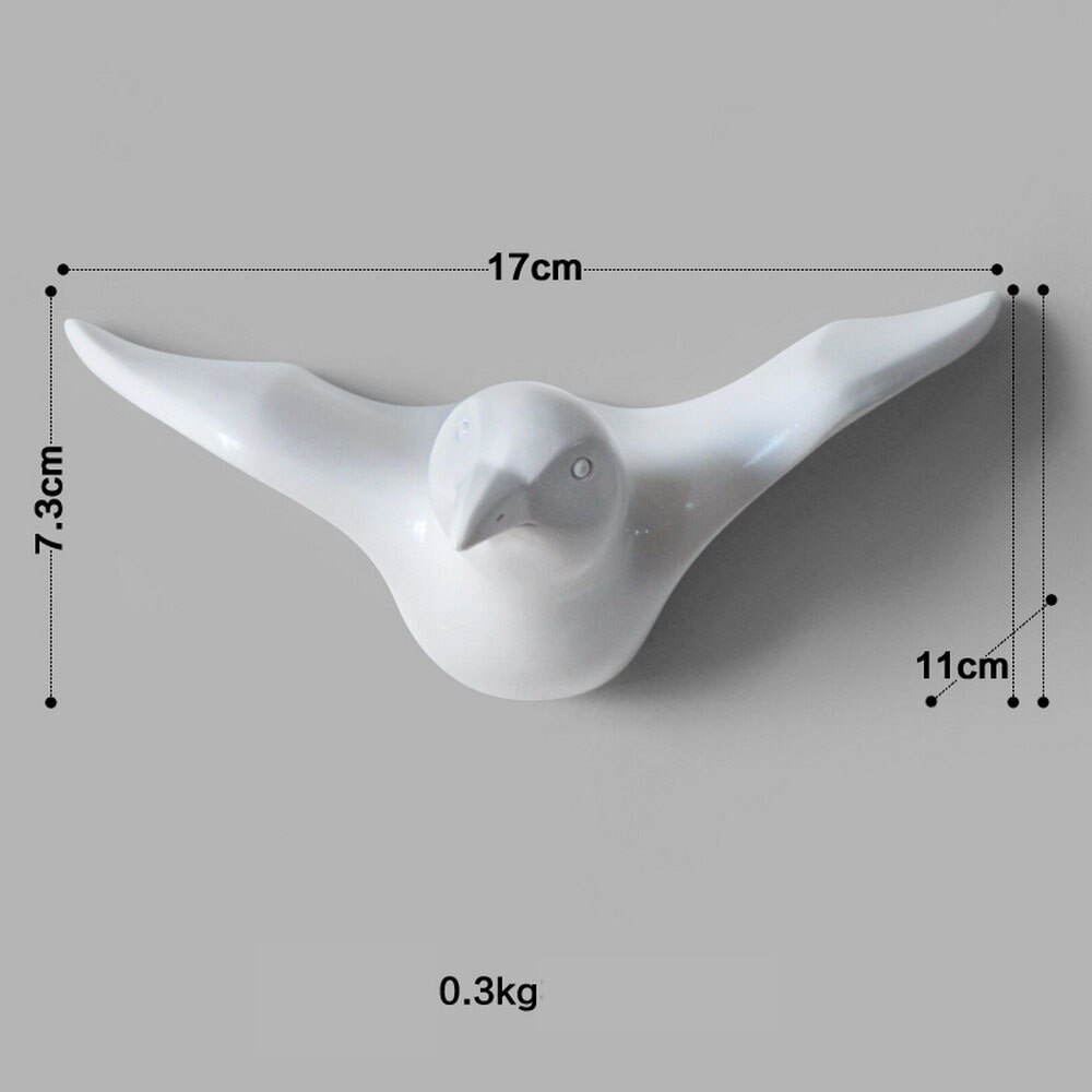 Badkamer Deur Kapstok Moderne stijl Hars 3D Seagull Vorm Decoratie Haak, Zeemeeuw Vorm Decoratieve Haak: White Large
