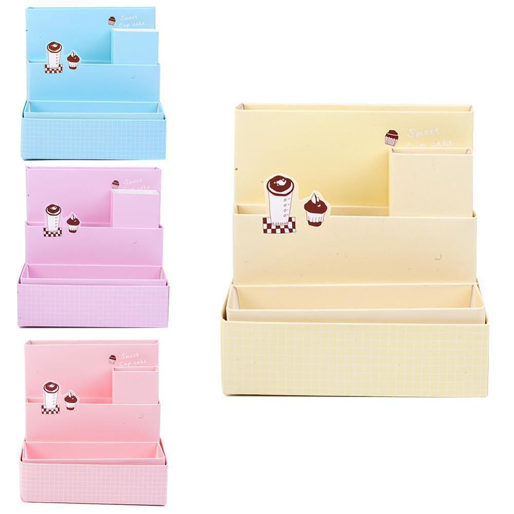 DIY Paper Board Storage Boxes Bins Office Organizer Desk Case Cosmetic School Stationery Makeup Tools R7P6