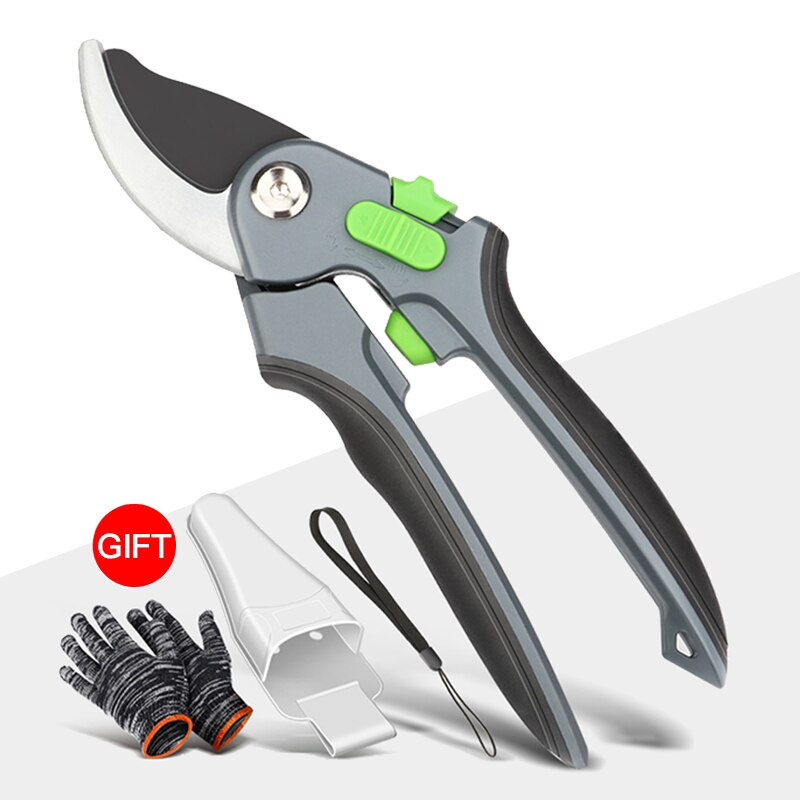 AIRAJ-tijeras de podar multifunción, con hoja de acero inoxidable SK5 y cierre de seguridad, antideslizantes, para jardín, pueden cortarse sin problemas: Pruners 1023