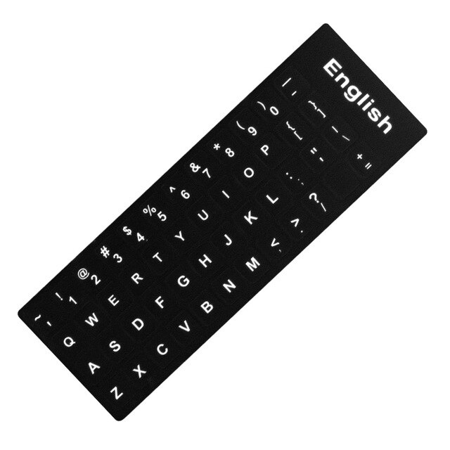 Autocollants clavier d'ordinateur portable étanche espagnol/anglais/russe/français Deutsch/arabe/coréen/japonais/hébreu/thaï disposition du clavier: English Black
