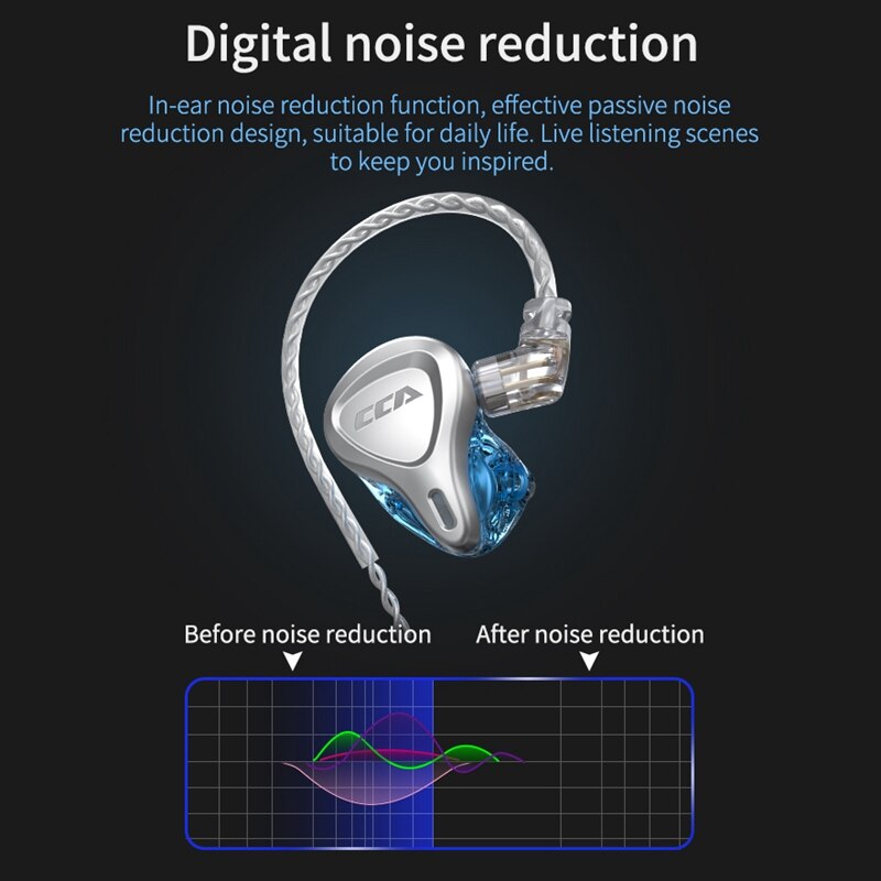 CCA CSN Wired In-Ear Headphones - HiFi Bass - Noise Reduction - With Mic