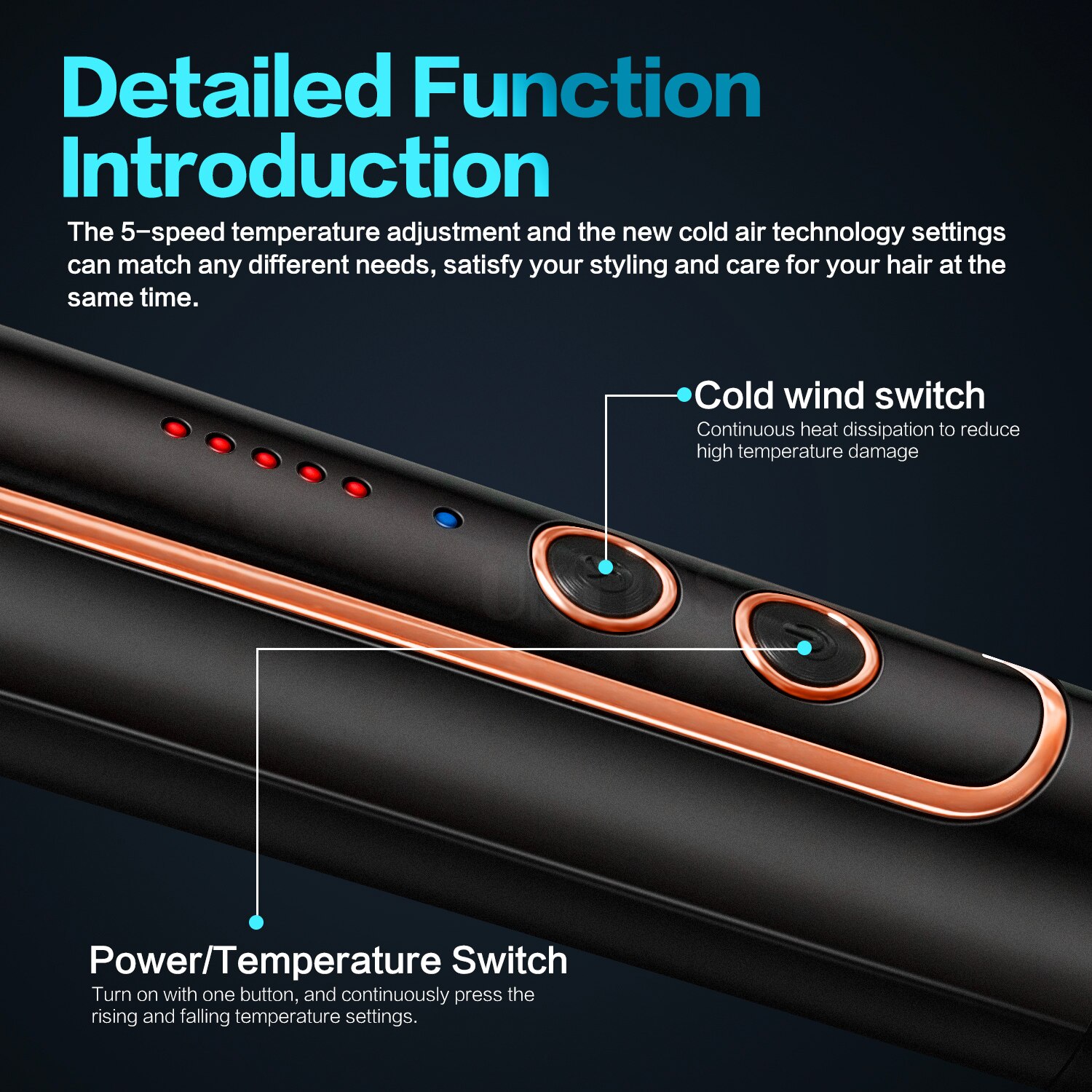 Cool Air Curler Hair Protection with Cool Wind Air Technology 2 in 1 Straightening and Curling Iron Portable Air Curling Wand