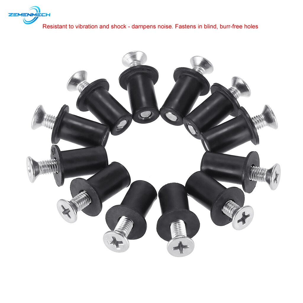 6PCS M5 Rubber Well Nuts With Screw Blind Fastener Motorcycle Windscreen Windshield Rivet Marine Accessories Boat Canoe Dinghy