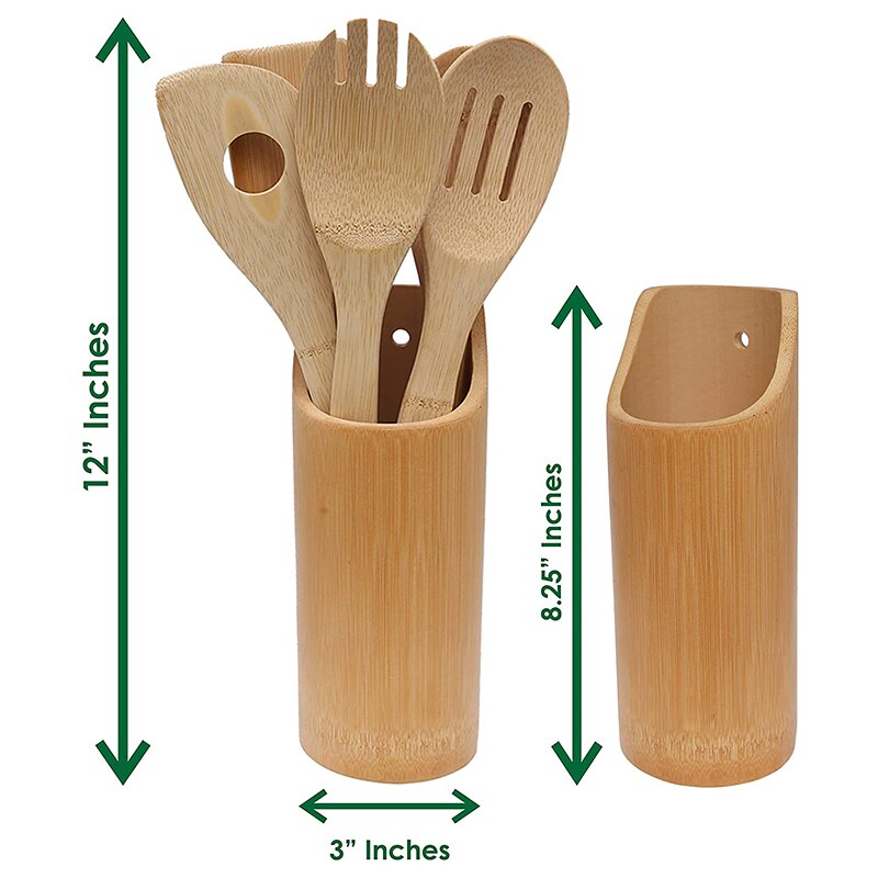 6 Piece Set Bamboo Utensils Set Bamboo Cooking Utensils Wooden Spoons for Cooking Wooden Kitchen Utensil Set