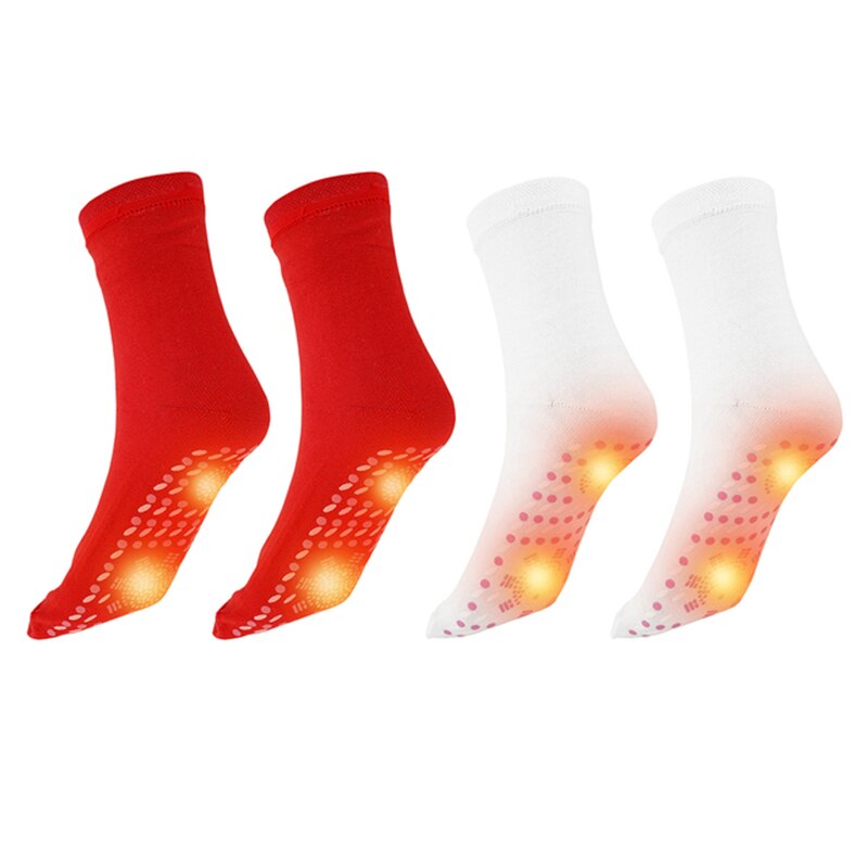Calzini autoriscaldanti per donna uomo calzini riscaldati calzini in cotone termico per terapia magnetica con tormalina ai piedi scaldino da sci invernale: bianca rosso