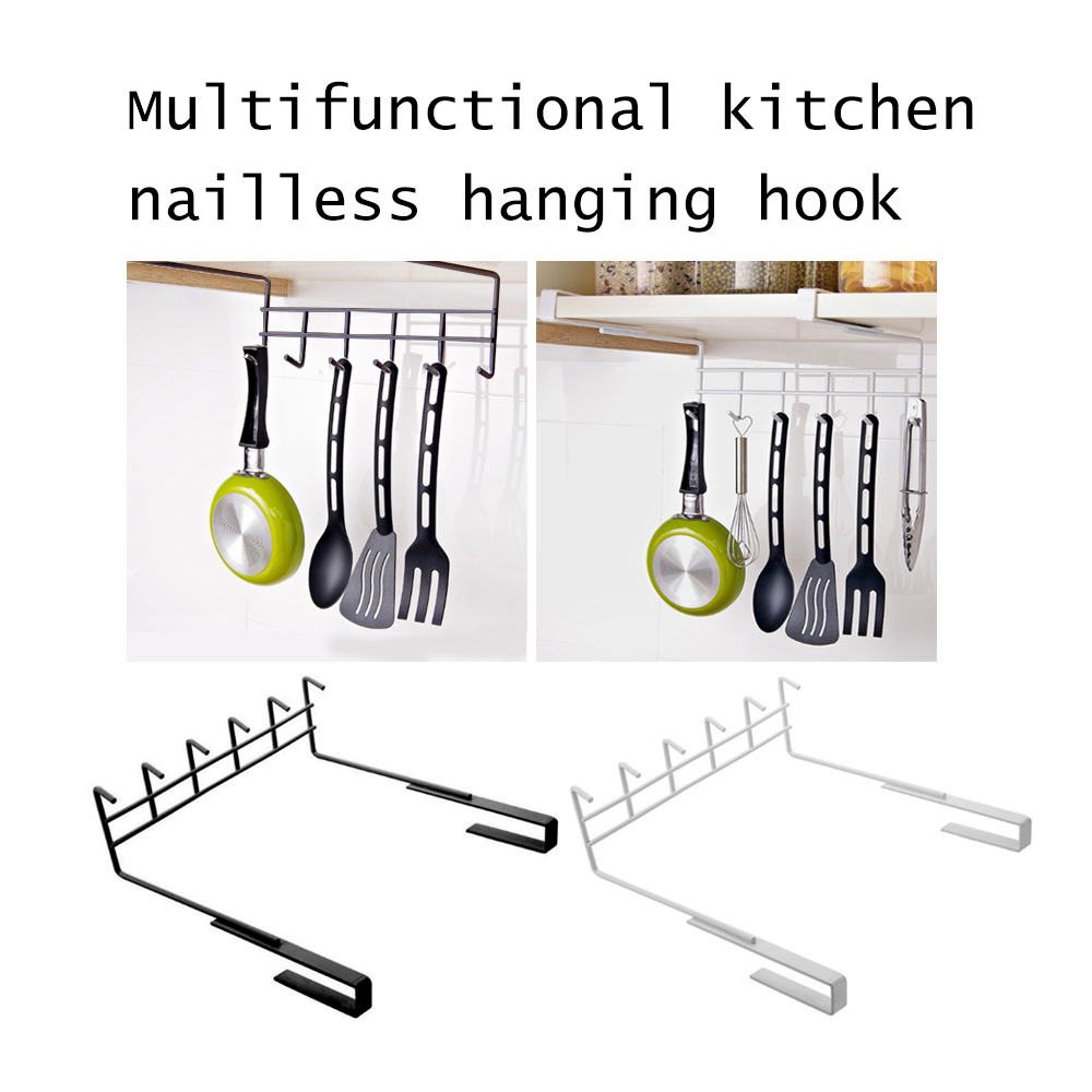 Multifunctional Cabinet Under Hook Kitchen Metal Storage Hanging Holder Shelf Home Storage Rack Nailless Hanging Organizer