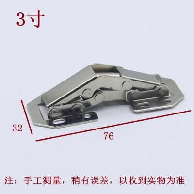 10 stk 90 graders kabinet hængsler 3 tommer ikke-borende hul broformet fjederhængsel skabsdør møbelbeslag med skruer