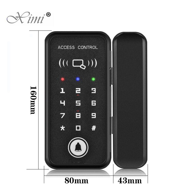 Frameless Glass Door Lock Office Glass Door Password Lock Single&Double Door Smart Card Key Door Lock XM-R1