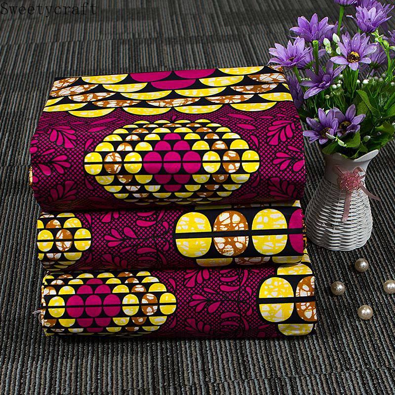 6Yard African Ankara Real Wax semi-Circle Prints Fabric 100% Cotton Nigerian Tissus Sewing Women Diy Dress Making