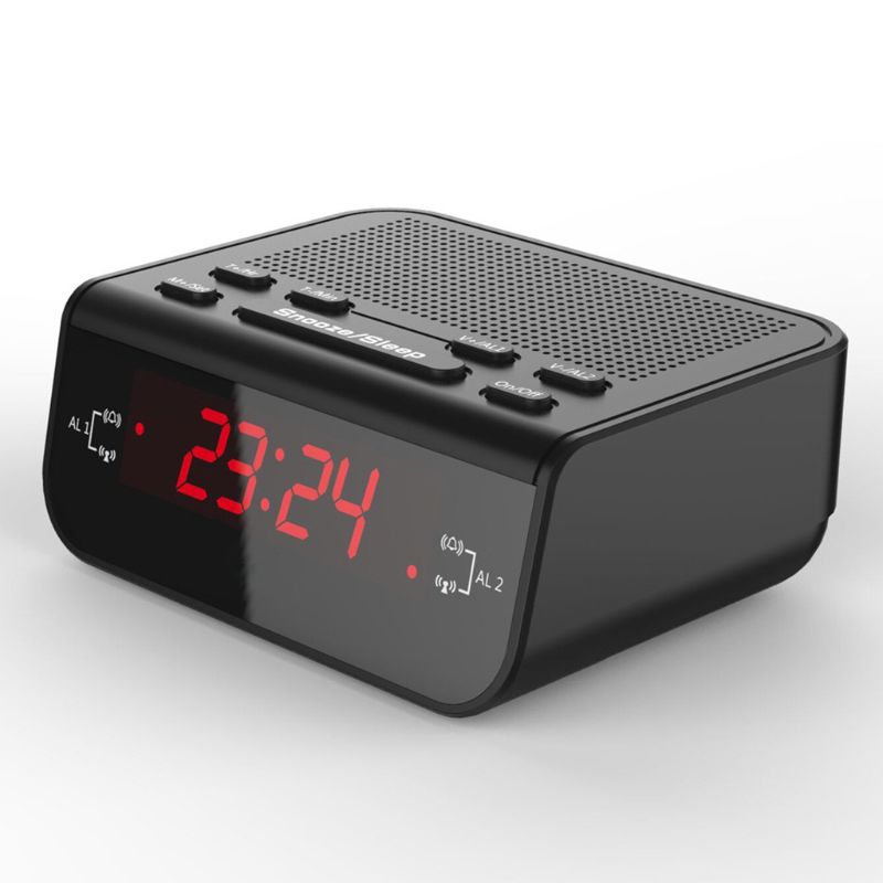 Digital FM Alarm Clock Radio With Dual Alarm Sleep Timer LED Red Time Display SZ