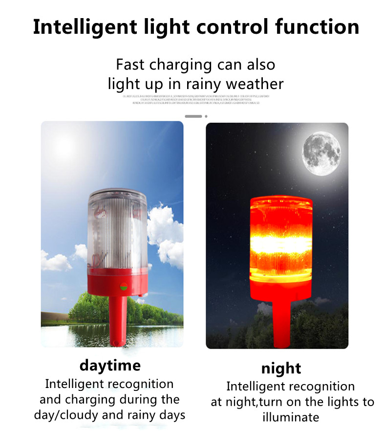 Solar Powered Light Control Warning Light Flashing Construction Safety Night Waterproof Indicater Light for Sea Fishing Boats