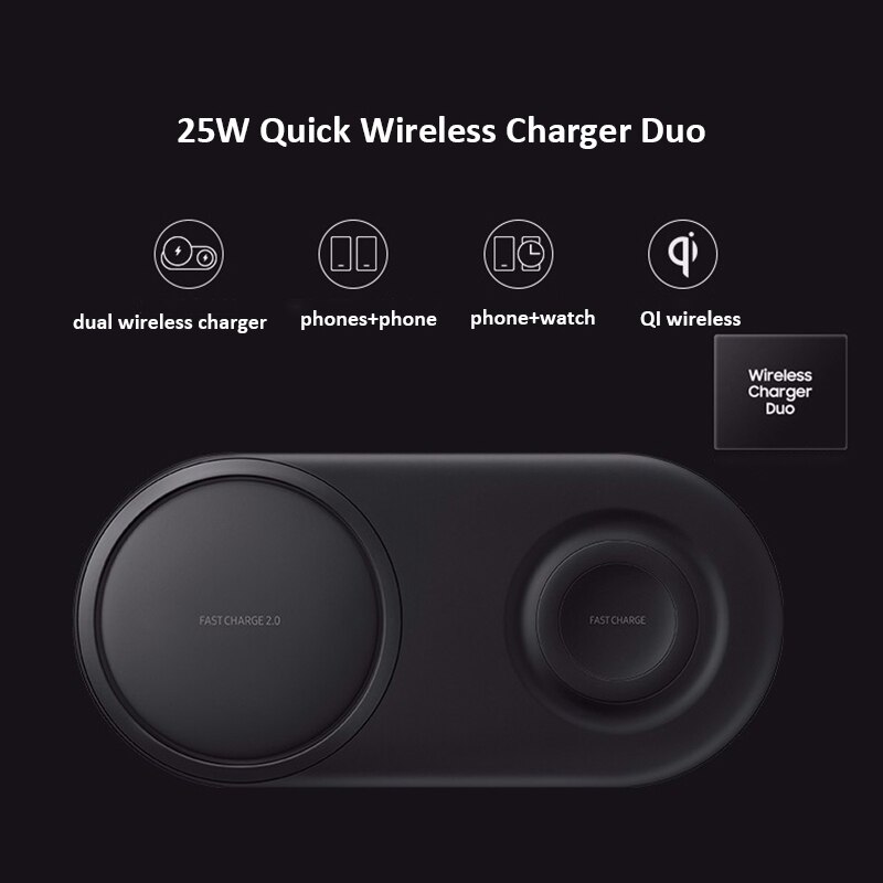 25W 2-in-1 Wireless Charger Duo Pad for Samsung S21 S20 Note20 Ultra S10 Plus Dual Phone Watch Fast Charging Dock Station
