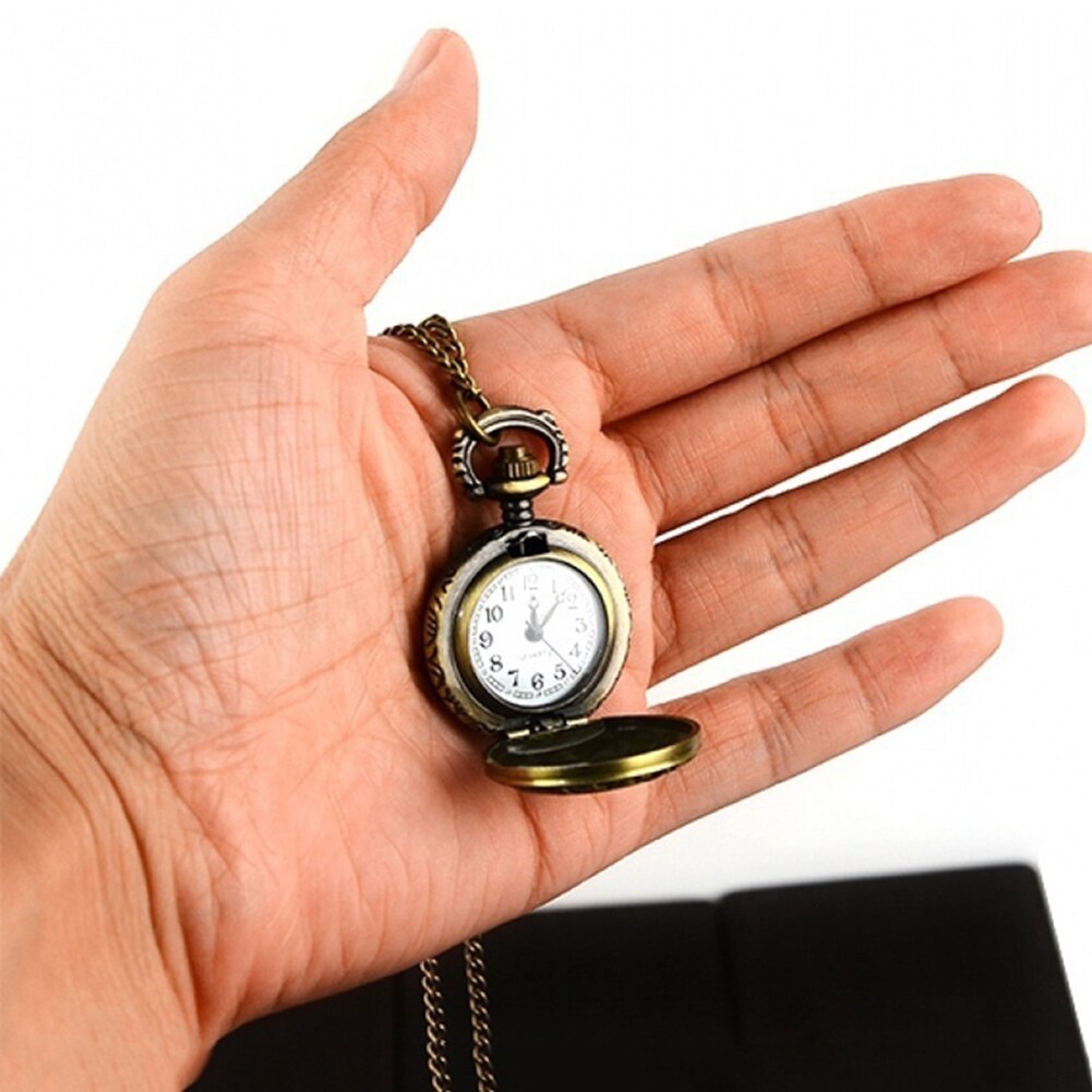 Fickur retro vintage steampunk kvarts halsband carving hänge kedja klocka fickur herr och kvinnors halsband klockor
