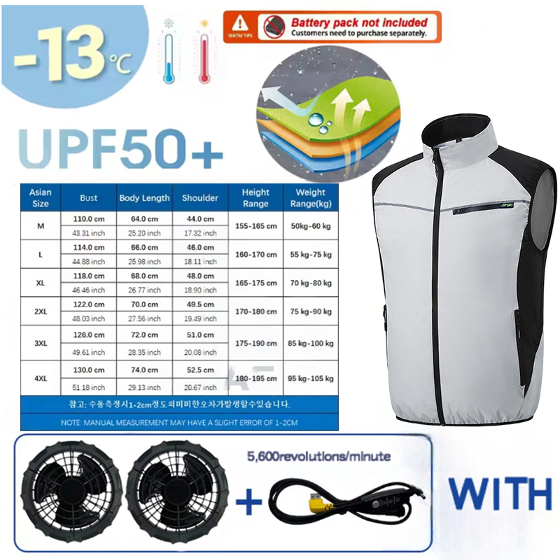 Zomerkoelvest voor heren - USB oplaadbare airco-werkkleding voor buitenvissen: 4XL / Beige
