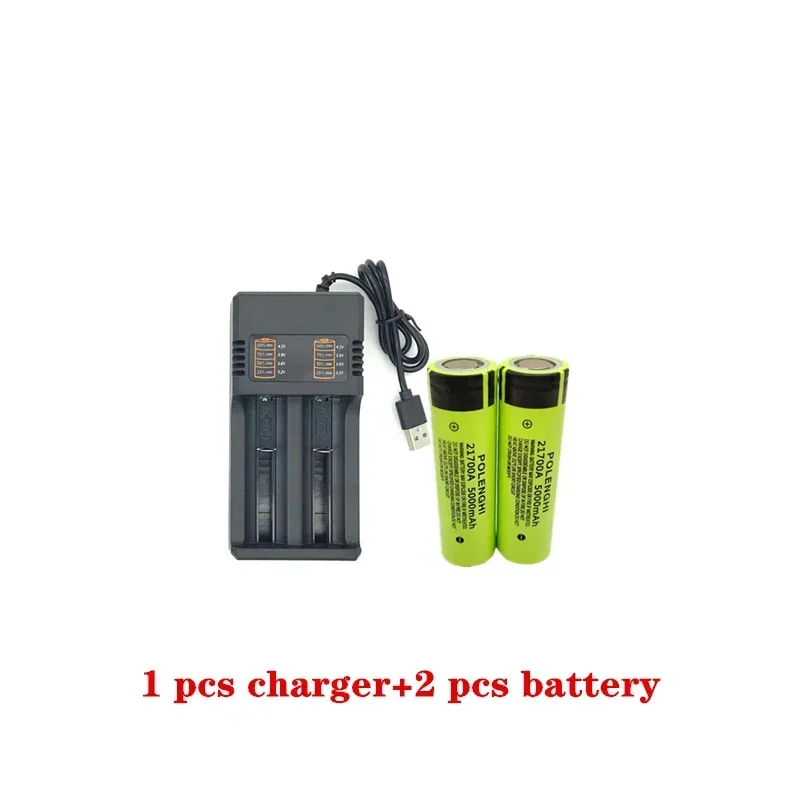 100%  genopladelige lithium-ion-batterier med ægte kapacitet 3.7v 21700 mah 5000 flad top, der bruges til lommelygte og bilbatterikomponenter: Gul