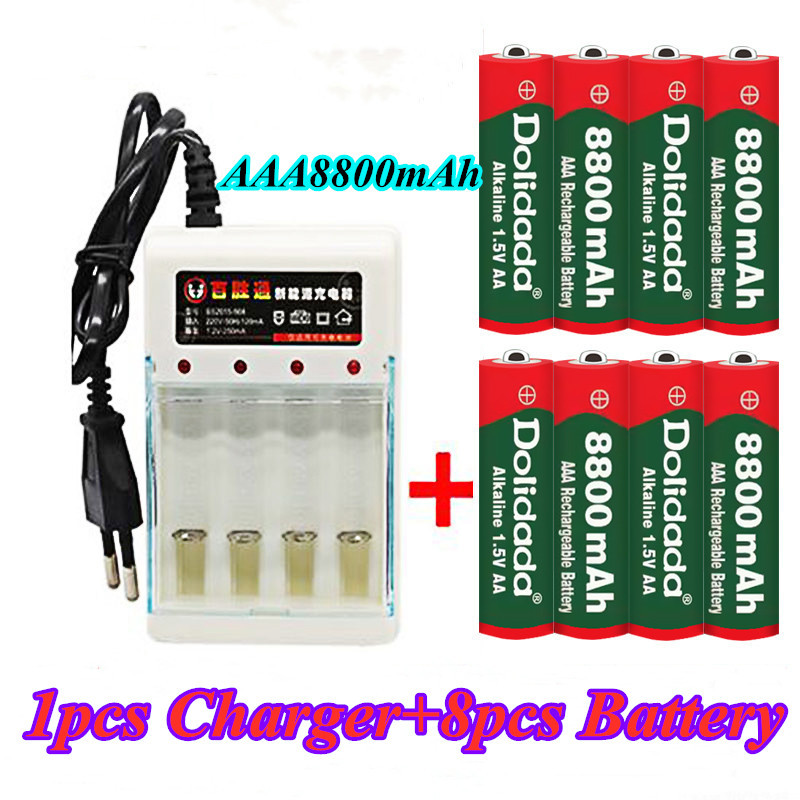 Aaa 1.5v 8800 mah genopladeligt batteri aaa 1.5 v 8800 mah genopladeligt alcalinas drummey  +1 stk 4- celle batterioplader: Rød