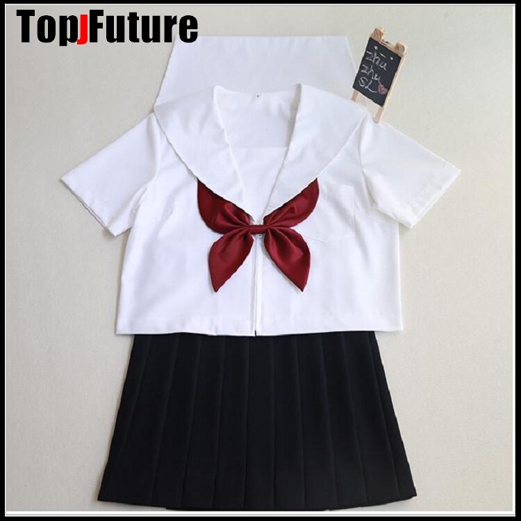 Uniforme de uniforme de estudiante japonés de estilo universitario, traje de uniforme de JK, traje de marinero ortopédico blanco, traje de clase de Falda plisada: short  SLEEVE SET / M