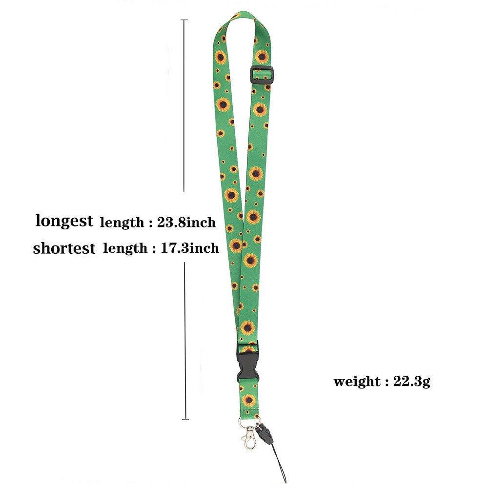 1Pcs Sunflower Lanyard Id Badge Holder Keychain ID Card Pass Gym Mobile Key Rings Nurse Accessories
