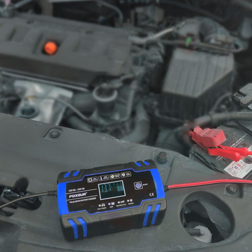 8 A Intelligent Car Battery Charger Pulse Repair Starter 12V/24V AGM/GEL Battery-chargers Digital LCD Display