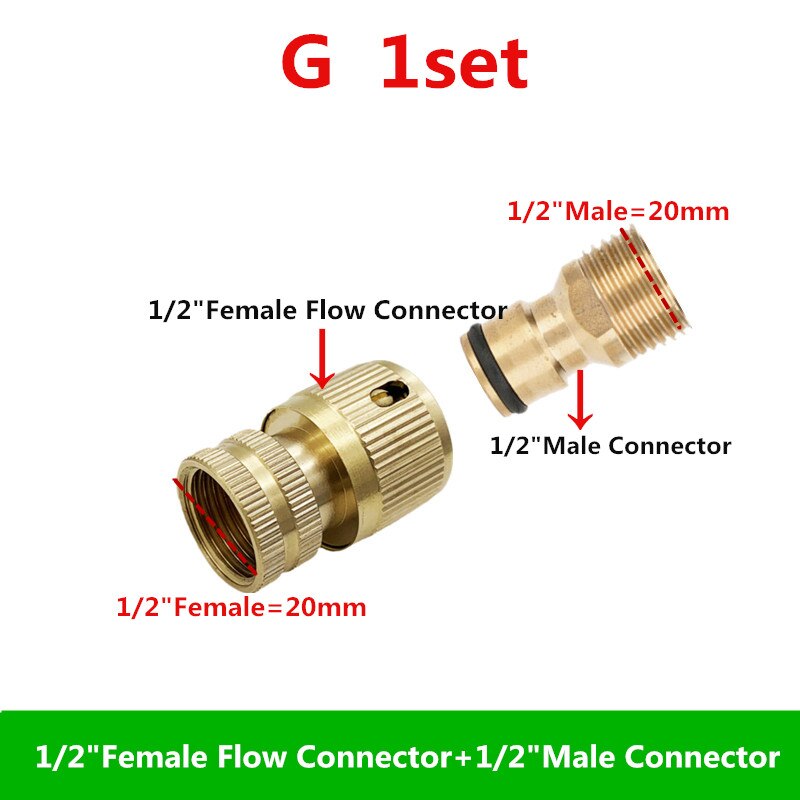 1/2" 3/4"Female Flow Connector With Male Tap Connect Garden Watering Tools Gardening Irrigation Fittings: G  1set