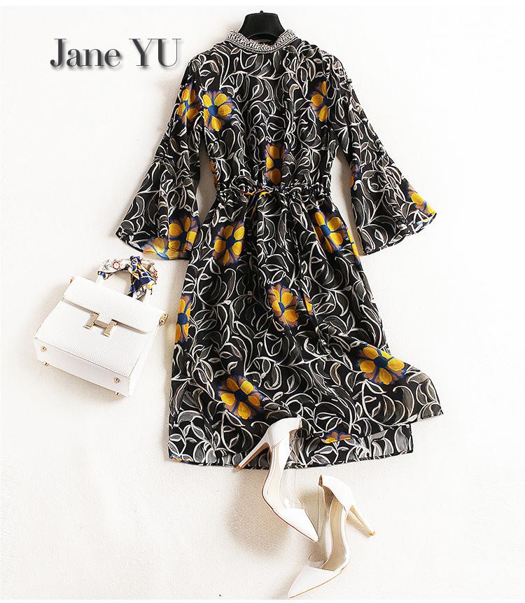 JaneYU Chiffon Printed Fabric Dresses, Skirts, Cheongsams And Women's Dresses With Black Bottom Cloth