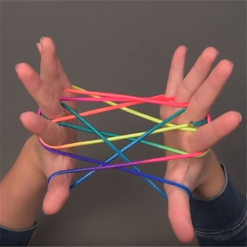 Kids Rainbow Colour Fumble Finger Thread Rope String Game Developmental Toy Puzzle Educational Game for Children Kids