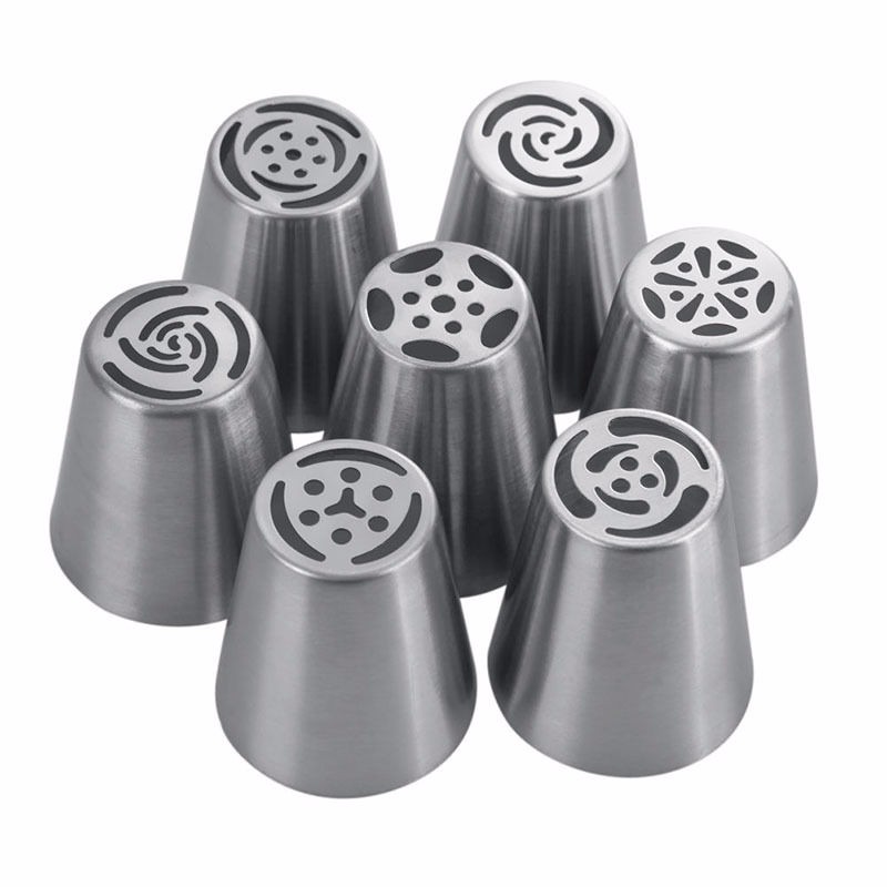 7 Stks/set Rvs Russische Tulp Icing Piping Nozzle Gebak Decoratie Cake Decorating Gereedschap Rose Keuken Koken Tool