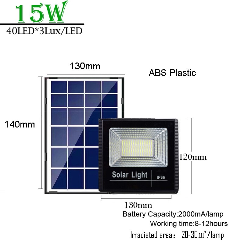 A2 Solar panel Light LED lamp 100w  5000mA battery Wireless Outdoor Garden Waterproof large Garden: 15W plastic small